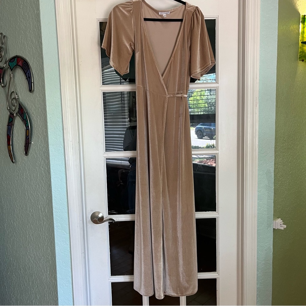 Baltic Born Meghan Velvet True Wrap Maxi Dress Formal Bridesmaid in Champagne - Picture 14 of 16